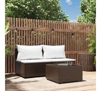 vidaXL Set Mobili da Giardino 3 pz con Cuscini in Polyrattan Marrone