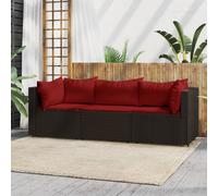 vidaXL Set Mobili da Giardino 3 pz con Cuscini in Polyrattan Marrone