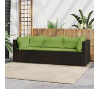 vidaXL Set Mobili da Giardino 3 pz con Cuscini in Polyrattan Marrone
