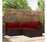 vidaXL Set Mobili da Giardino 3 pz con Cuscini in Polyrattan Marrone
