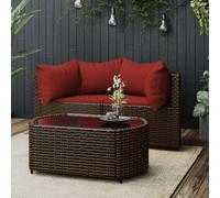 vidaXL Set Mobili da Giardino 3 pz con Cuscini in Polyrattan Marrone