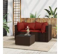 vidaXL Set Mobili da Giardino 3 pz con Cuscini in Polyrattan Marrone