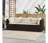 vidaXL Set Mobili da Giardino 3 pz con Cuscini in Polyrattan Marrone