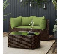 vidaXL Set Mobili da Giardino 3 pz con Cuscini in Polyrattan Marrone