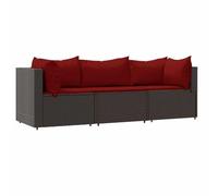vidaXL Set Mobili da Giardino 3 pz con Cuscini in Polyrattan Marrone