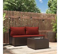 vidaXL Set Mobili da Giardino 3 pz con Cuscini in Polyrattan Marrone
