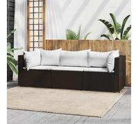 vidaXL Set Mobili da Giardino 3 pz con Cuscini in Polyrattan Marrone