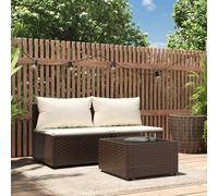 vidaXL Set Mobili da Giardino 3 pz con Cuscini in Polyrattan Marrone
