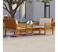 vidaXL Set Mobili da Giardino 3pz con Cuscini Legno Massello di Acacia