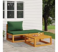 vidaXL Set Mobili da Giardino 3pz con Cuscini Legno Massello di Acacia