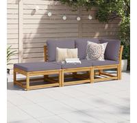 vidaXL Set Mobili da Giardino 3pz con Cuscini Legno Massello di Acacia