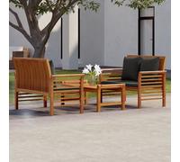 vidaXL Set Mobili da Giardino 3pz con Cuscini Legno Massello di Acacia