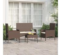 vidaXL Set Mobili da Giardino 4 pz con Cuscini in Polyrattan Marrone