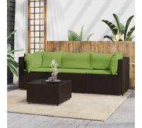 vidaXL Set Mobili da Giardino 4 pz con Cuscini in Polyrattan Marrone