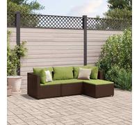 vidaXL Set Mobili da Giardino 4 pz con Cuscini in Polyrattan Marrone