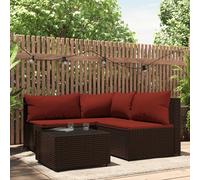 vidaXL Set Mobili da Giardino 4 pz con Cuscini in Polyrattan Marrone