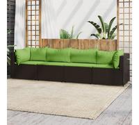 Set Mobili da Giardino 4 pz con Cuscini in Polyrattan Marrone