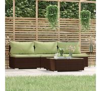 vidaXL Set Mobili da Giardino 4 pz con Cuscini in Polyrattan Marrone