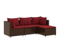 vidaXL Set Mobili da Giardino 4 pz con Cuscini in Polyrattan Marrone