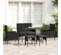 Set Mobili da Giardino 6 pz con Cuscini in Polyrattan Nero