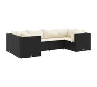 vidaXL Set Mobili da Giardino 6 pz con Cuscini in Polyrattan Nero, Set Salotto da Giardino con Cuscini, Set arredo da Giardino, Set Salotto da Esterno