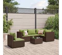 vidaXL Set Mobili da Giardino 6pz con Cuscini in Polyrattan Marrone