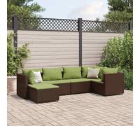 vidaXL Set Mobili da Giardino 6pz con Cuscini in Polyrattan Marrone