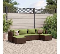 vidaXL Set Mobili da Giardino 6pz con Cuscini in Polyrattan Marrone