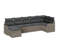 vidaXL Set Mobili da Giardino 7 Pezzi con Cuscini Grigi in Rattan Sintetico, Sezionale, Mobili per Balcone, Coperture Rimovibili, Piedi Regolabili, Posti a Sedere per Patios, Resistenti agli Agenti
