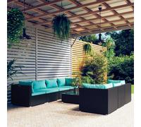 vidaXL Set Mobili da Giardino con Cuscini 8 pz in Polyrattan Nero