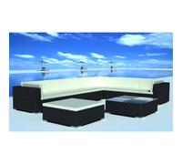 vidaXL Set Mobili da Giardino con Cuscini 8 pz in Polyrattan Nero