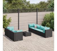 vidaXL Set Mobili da Giardino con Cuscini 8 pz Nero in Polyrattan