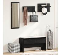 vidaXL Set mobili da ingresso 4 pcs Rovere Nero Legno multistrato