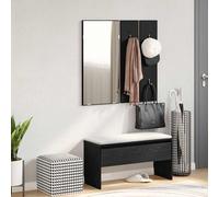 vidaXL Set mobili da ingresso 4 pcs Rovere Nero Legno multistrato