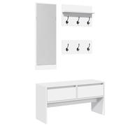 vidaXL Set Mobili da Ingresso 4 pz Bianco in Legno Multistrato, Set arredo da Ingresso, Mobile da Ingresso, Mobile portaoggetti per Ingresso