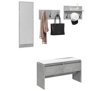 vidaXL Set Mobili da Ingresso 4 pz Grigio Cemento in Legno Multistrato, Set arredo da Ingresso, Mobile da Ingresso, Mobile portaoggetti per Ingresso