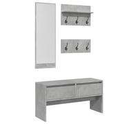 vidaXL Set Mobili da Ingresso 4 pz Grigio Cemento in Legno Multistrato, Set arredo da Ingresso, Mobile da Ingresso, Mobile portaoggetti per Ingresso