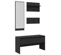 vidaXL Set Mobili da Ingresso 4 pz Nero in Legno Multistrato, Set arredo da Ingresso, Mobile da Ingresso, Mobile portaoggetti per Ingresso