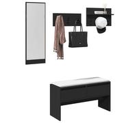 vidaXL Set Mobili da Ingresso 4 pz Nero in Legno Multistrato, Set arredo da Ingresso, Mobile da Ingresso, Mobile portaoggetti per Ingresso