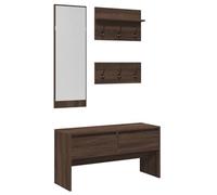 vidaXL Set Mobili da Ingresso 4 pz Rovere Marrone in Legno Multistrato, Set arredo da Ingresso, Mobile da Ingresso, Mobile portaoggetti per Ingresso