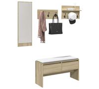 vidaXL Set Mobili da Ingresso 4 pz Rovere Sonoma in Legno Multistrato, Set arredo da Ingresso, Mobile da Ingresso, Mobile portaoggetti per Ingresso