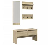 vidaXL Set Mobili da Ingresso 4 pz Rovere Sonoma in Legno Multistrato, Set arredo da Ingresso, Mobile da Ingresso, Mobile portaoggetti per Ingresso