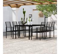 vidaXL Set Mobili da Pranzo da Giardino 7 pz Nero