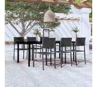 Set Mobili da Pranzo da Giardino 7 pz Nero