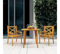 vidaXL Set Mobili da Pranzo per Giardino 3 pz Legno Massello di Acacia