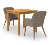VidaXL Set Mobili da Pranzo per Giardino 3 pz Marrone