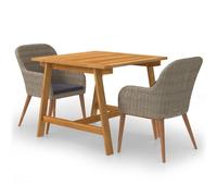 VidaXL Set Mobili da Pranzo per Giardino 3 pz Marrone