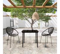 Set Mobili da Pranzo per Giardino 3 pz Nero