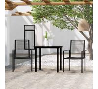 vidaXL Set Mobili da Pranzo per Giardino 3 pz Nero