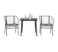 SET TAVOLO E SEDIE VIDAXL da Pranzo per 3 pz Nero Polyrattan Vetro - 3334485